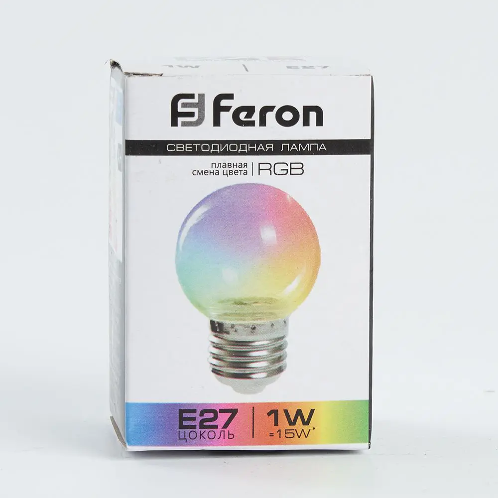 Лампа светодиодная Feron E27 LB-37 220 В 1 Вт шар регулируемый цвет света RGB прозрачный плафон 85499848 STLM-2068331  - Вид №3