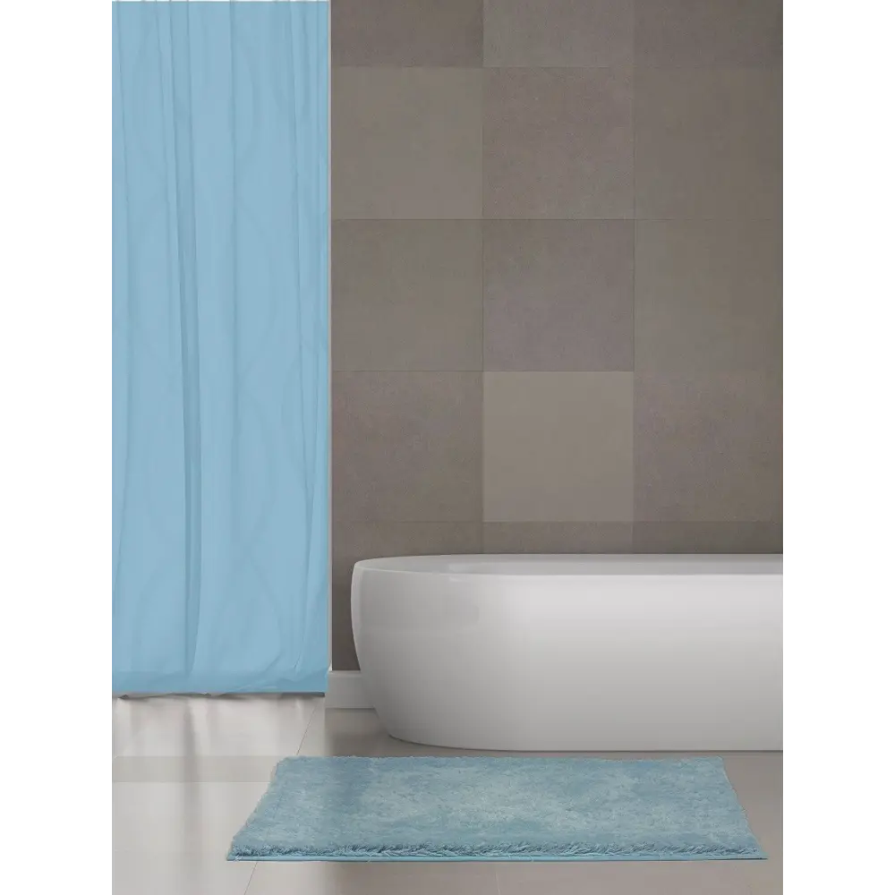 93825864 Коврик для ванной Bath Plus Тиволи 60x90см голубой STLM-0580044