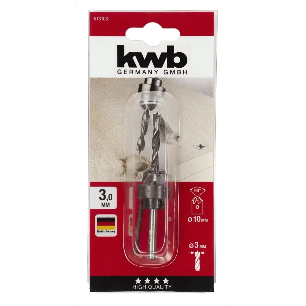 Сверло по дереву KWB 5131-03, с зенкером и ограничителем глубины сверления, 3x60 мм STLM-2141308 - Вид №1