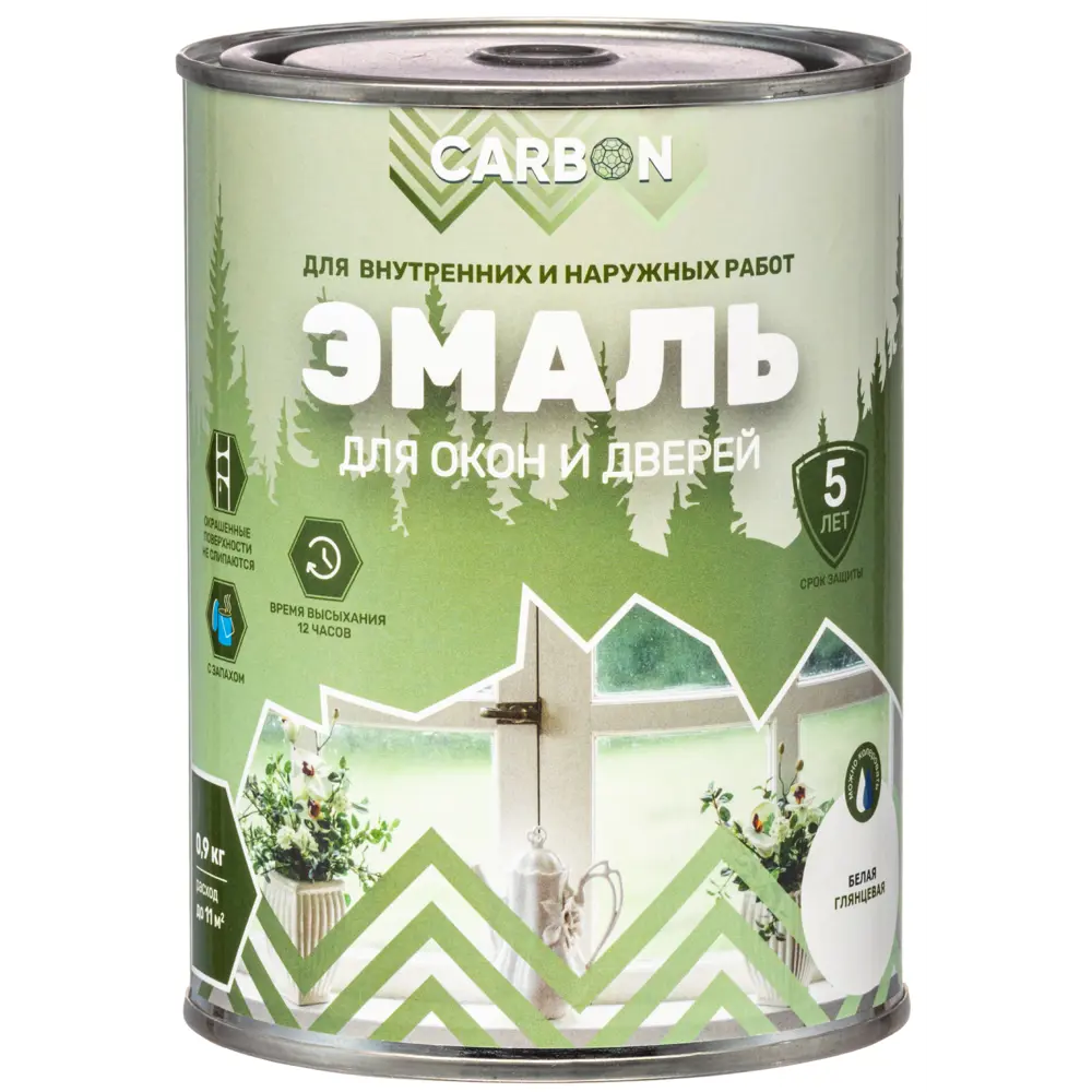 Эмаль для окон и дверей Carbon 0.9 кг цвет белый STLM-2033482 - Вид №1
