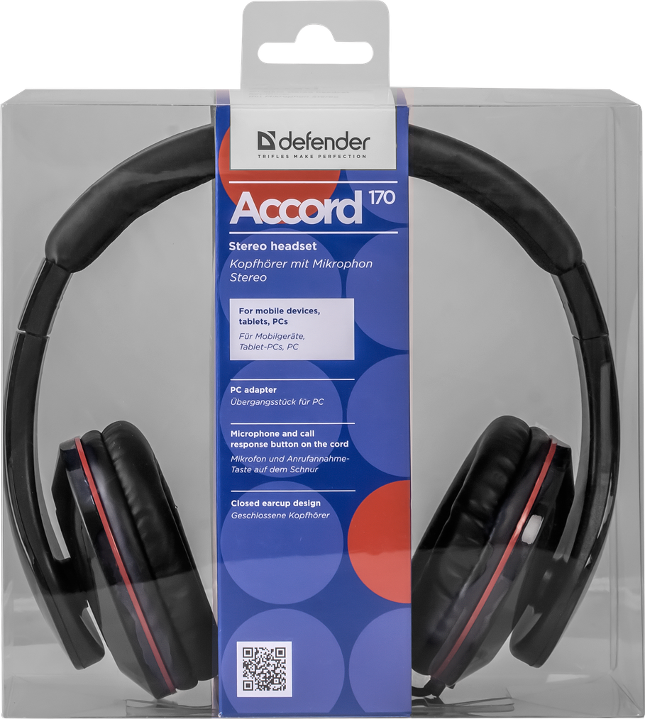 63170 гарнитура для смартфонов accord 170 черный, кабель 1,2 м Defender Santreyd  - Вид №2