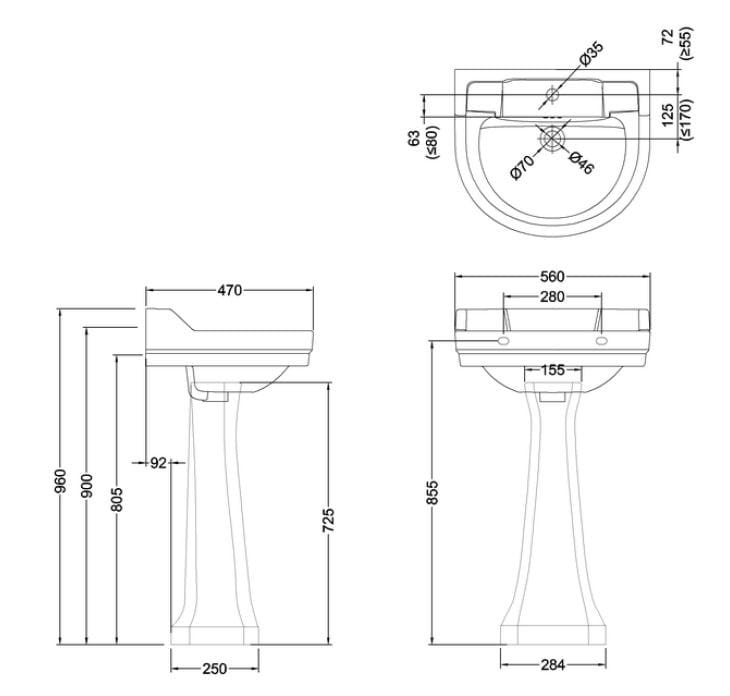 Круглый туалетный столик с держателем для полотенец Burlington Эдвардианская ARCH-00048759 - Вид №2