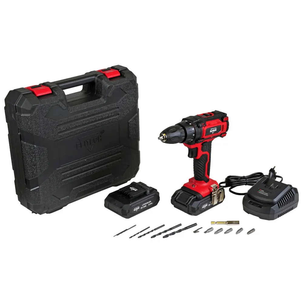 Дрель-шуруповерт аккумуляторная Elitech ДА 20-2СЛ E2201.023.01, 20 В Li-ion 2x2 Ач STLM-2150203 - Вид №5