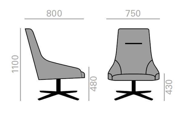 4-спицевое кожаное мягкое рабочее кресло с высокой спинкой Andreu World Alya Executive ARCH-00148286 - Вид №4