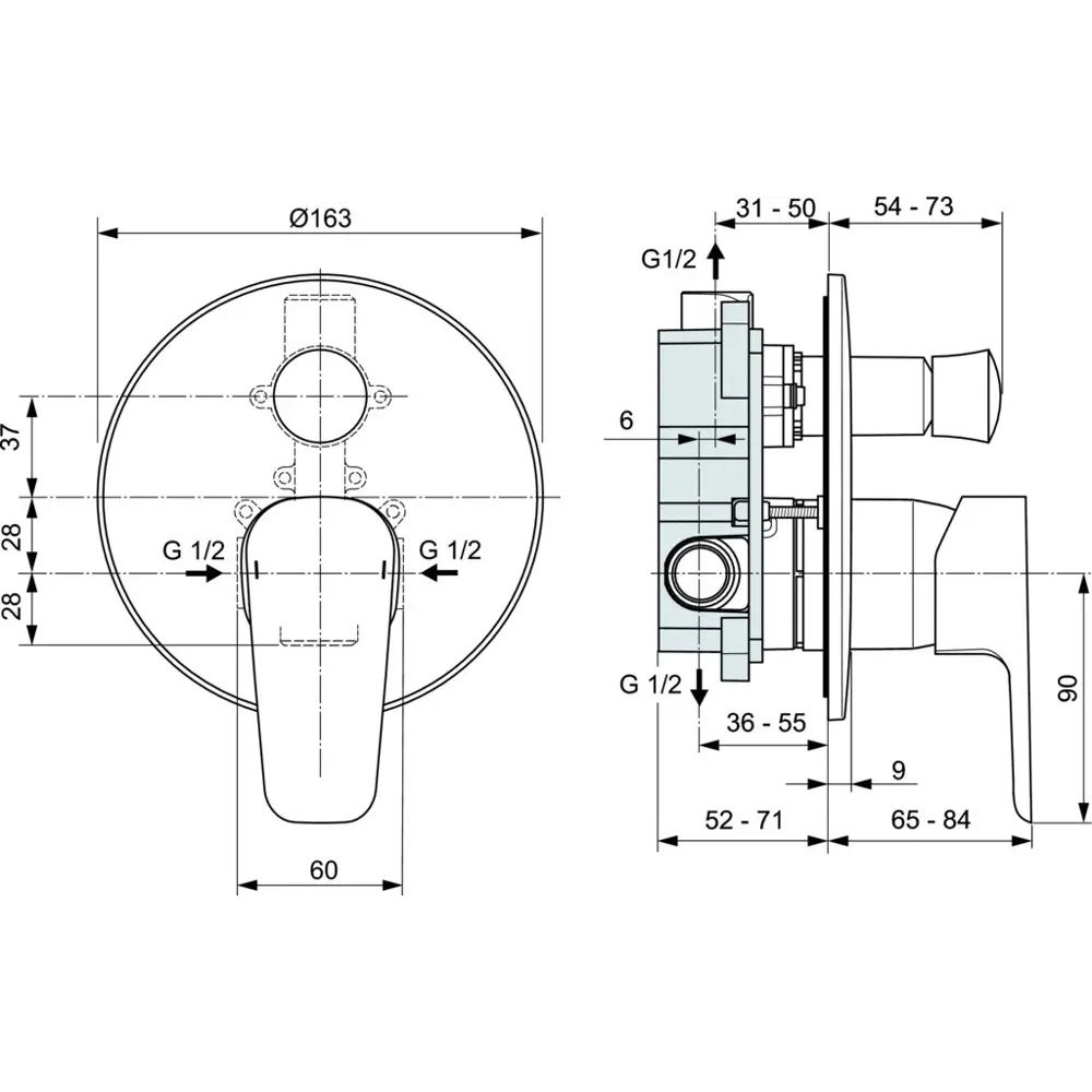 Комплект для душа скрытого монтажа Ideal Standard Ceraplan III B1943AA STLM-2065745 - Вид №8