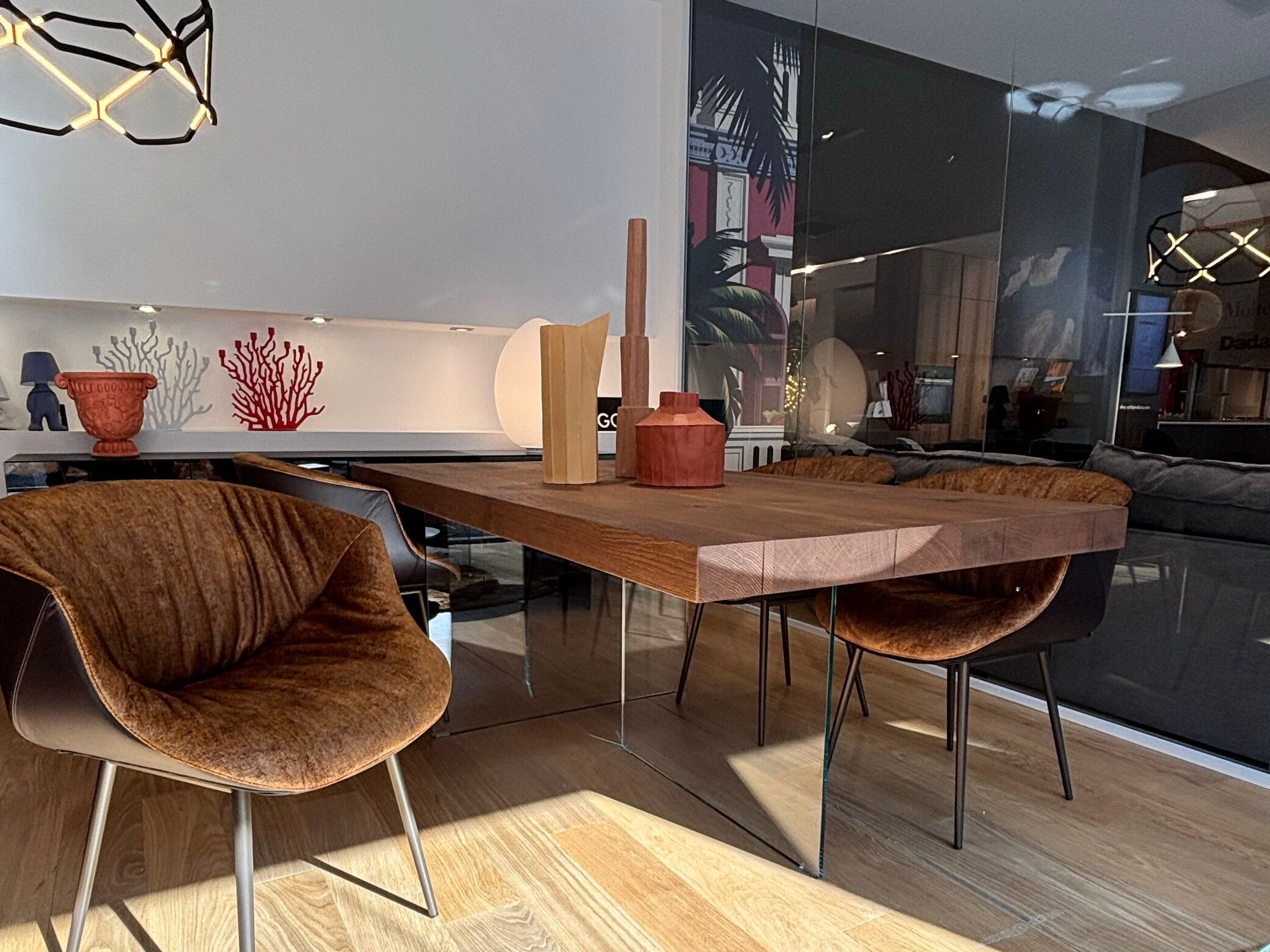 Прямоугольный стол из дерева и стекла In Stock озеро ARCH-00109898 - Вид №1