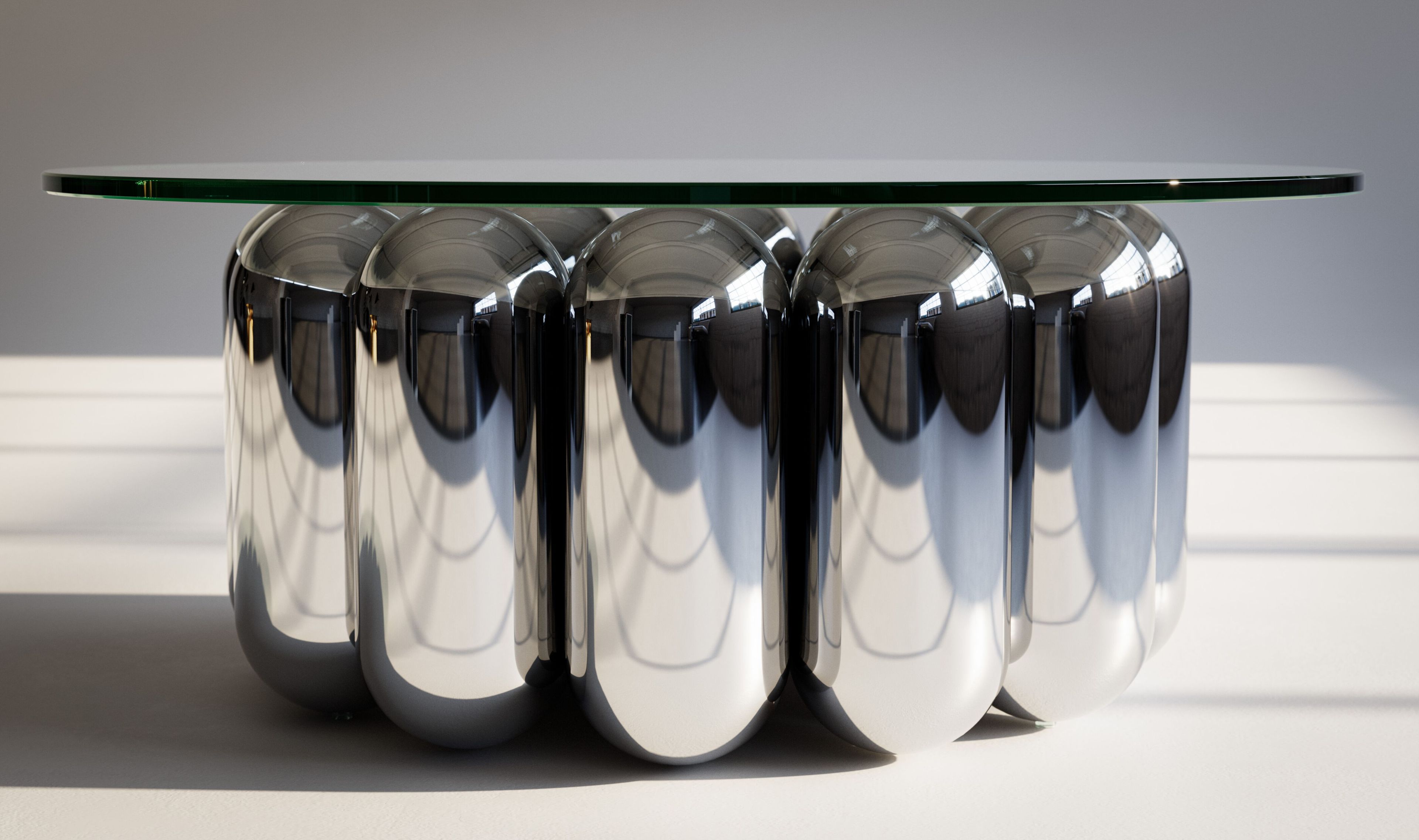 Низкий круглый журнальный столик из стали и стекла Cameron Design House ARCH-00012702 - Вид №2