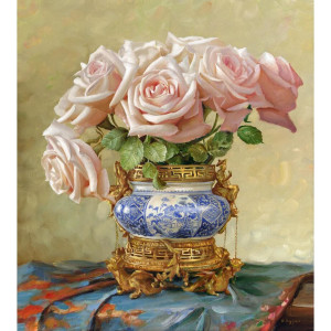 Алмазная мозаика 40х50 см Бузин И. Восточные розы (квадратные элементы) (38 цветов) SILVERTOYS