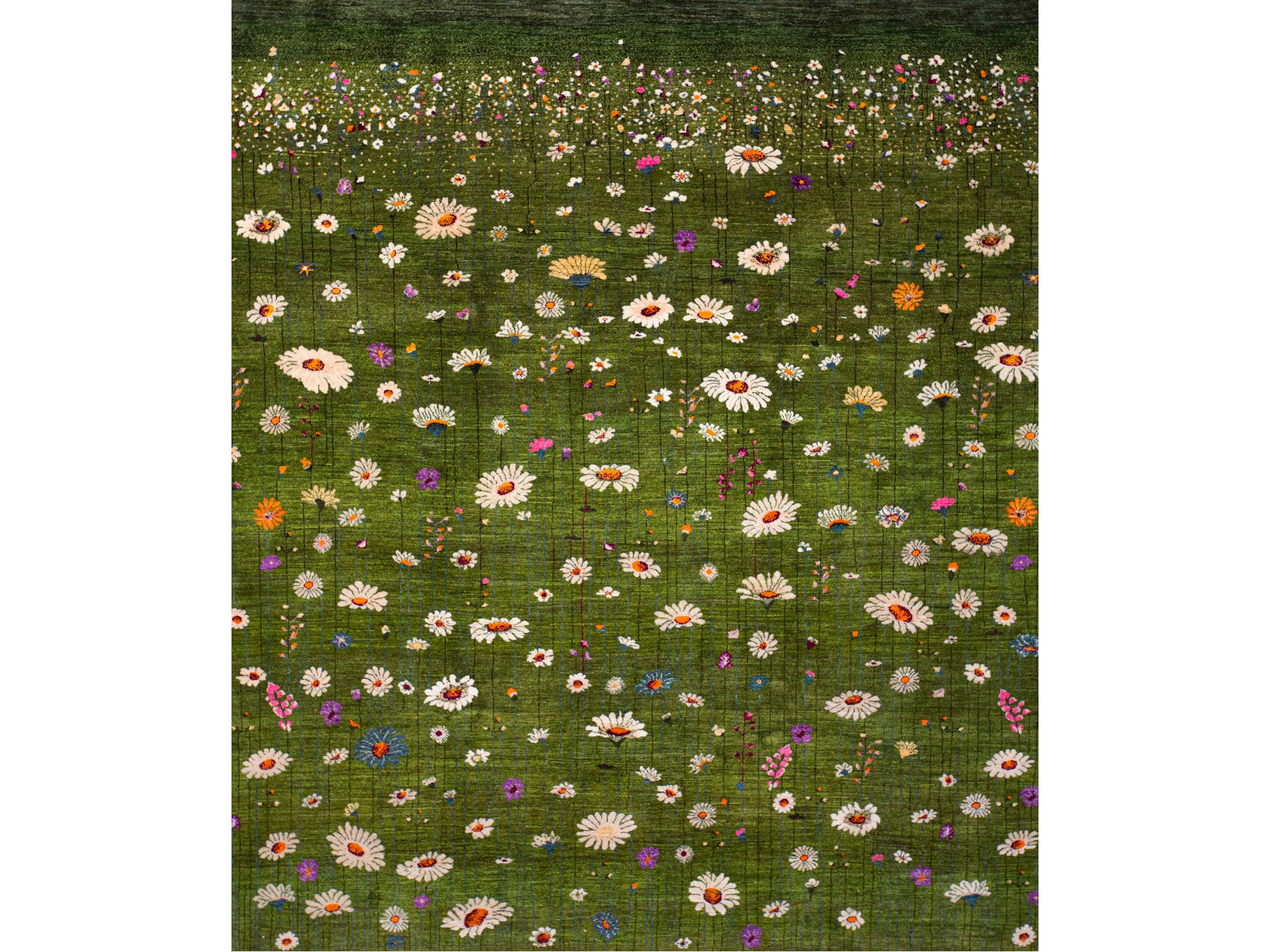 Прямоугольный шерстяной цветочный ковер Zollanvari Flower Meadow ARCH-00087340 - Вид №1