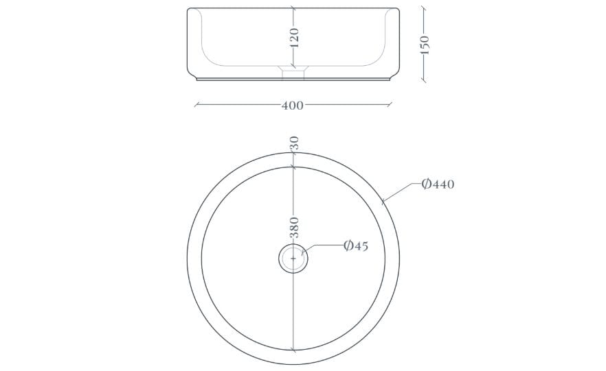 Керамическая столешница круглый умывальник ArtCeram Won ARCH-00022733 - Вид №3