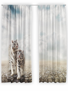 90681337 Комплект штор на шторной ленте Белые тигры 147х267 см цвет разноцветный STLM-0335879 ТАМИТЕКС