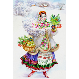 Алмазная мозаика "Русская девушка", 40х60 см, квадратные стразы, полная выкладка ARTXOBBY