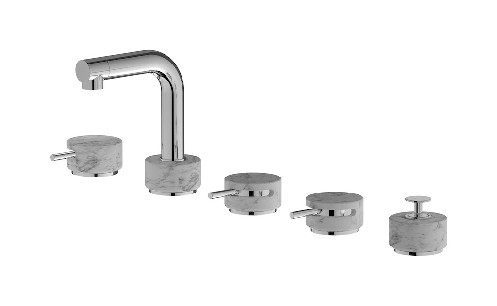 Смеситель на бортик ванной на 5 отверстий с дивертером и душевым гарнитуром. WE ARE IB mm396mb_1 Modern Bronze Marmo