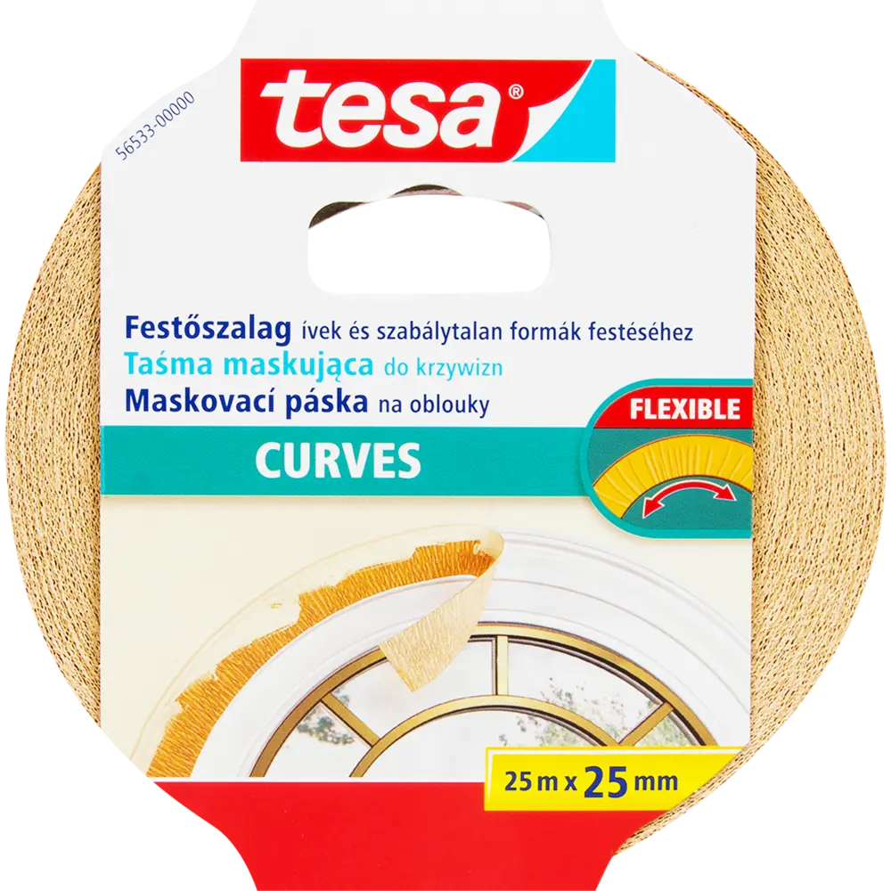 Малярная лента для изогнутых линий 25 мм x 25 м Tesa STLM-2187636 - Вид №1