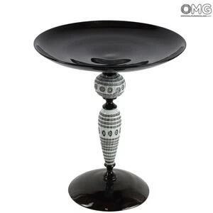 753 ORIGINALMURANOGLASS Муранский Кубок-чаша черный - Afro Cup Tipetto Dish - муранское стекло OMG  см