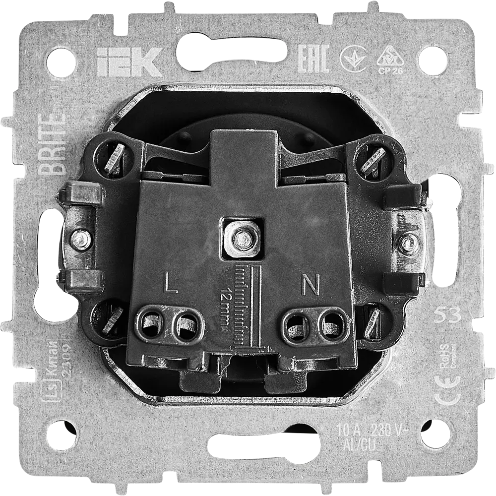 Розетка IEK Brite графит с заземлением для скрытого монтажа 87761582 STLM-1106579 - Вид №3