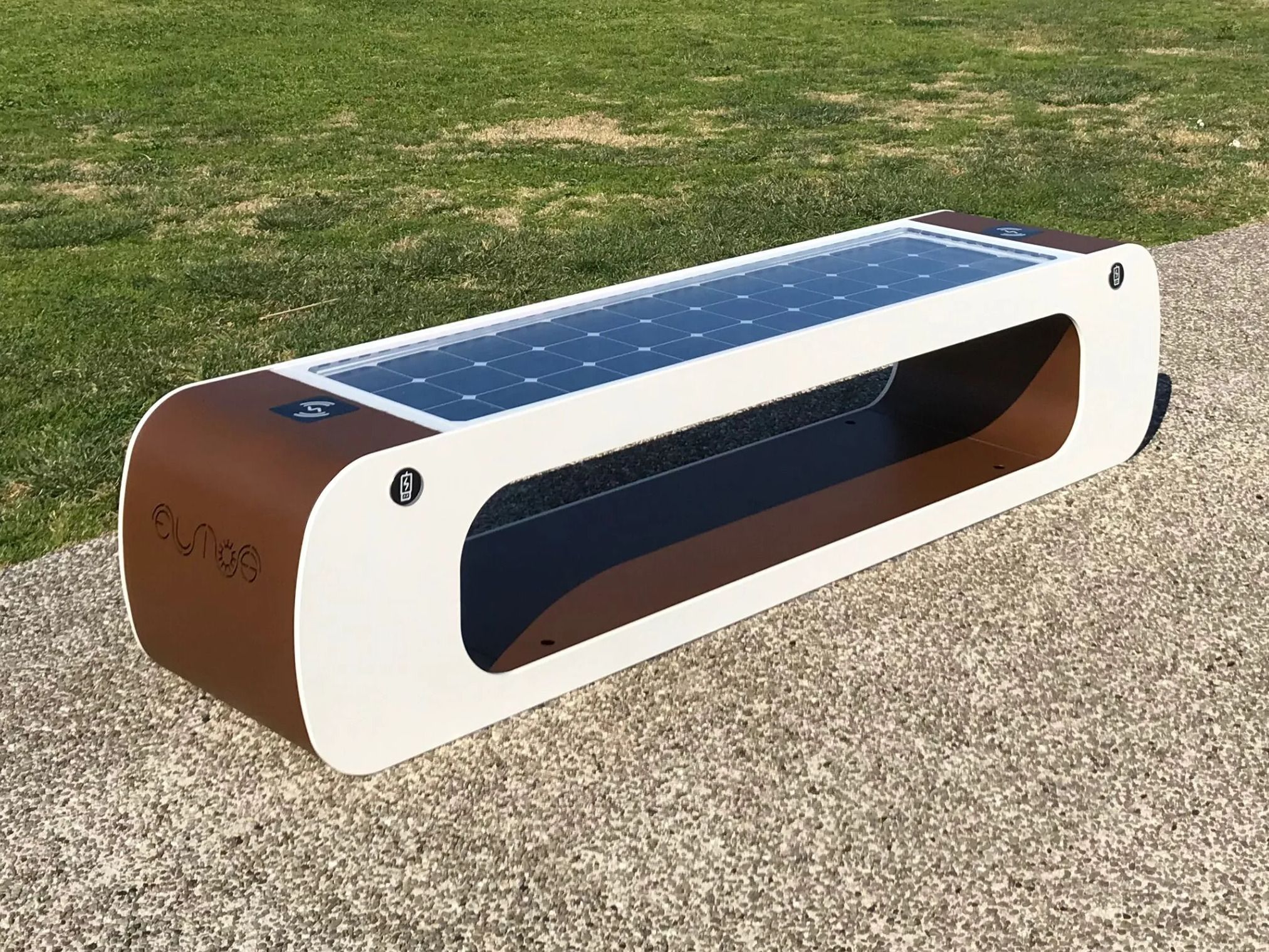 Стальная скамья без спинки с USB-разъемом со встроенным освещением CITYSì ELIOS ARCH-00072477