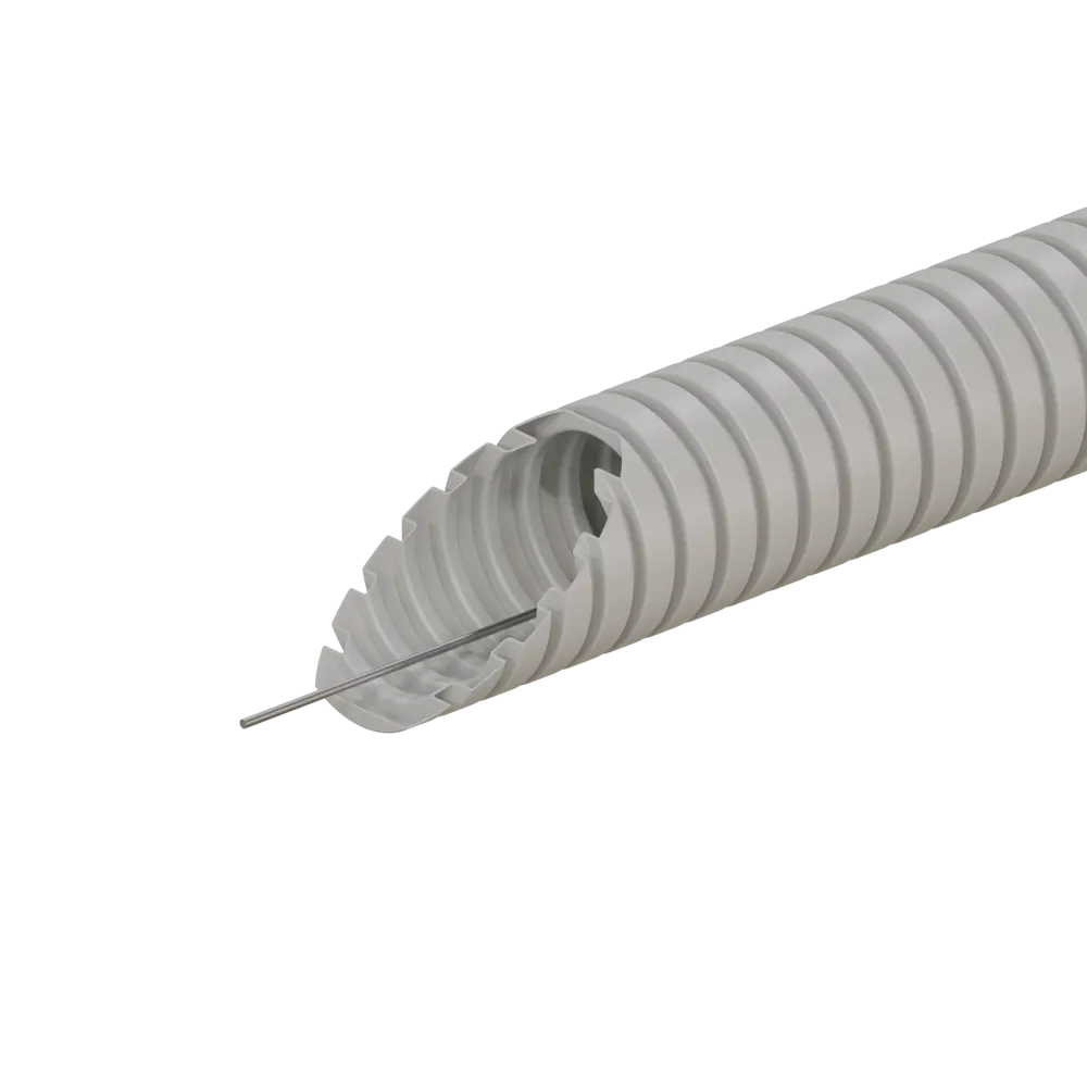 Труба гофрированная Экопласт D32 мм 25 м ПВХ легкая с протяжкой цвет серый STLM-2134972