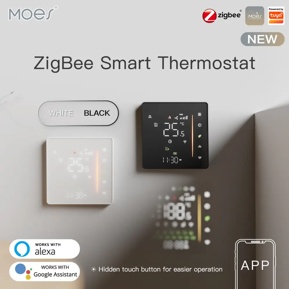 Термостат программируемый проводной Moes ZHT-006-GB-WH-MS комнатный белый 87506488 STLM-2087565 Santreyd  - Вид №1