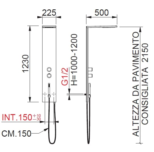 Термостатическая душевая колонна из нержавеющей стали с ручным душем BEAMTECH M1 CLNR200 ARCH-00134309 - Вид №4