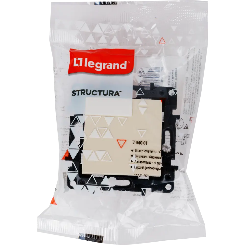 Выключатель встраиваемый 1 клавиша Legrand Structura 10А 250В безвинтовые зажимы слоновая кость STLM-2152803 - Вид №4