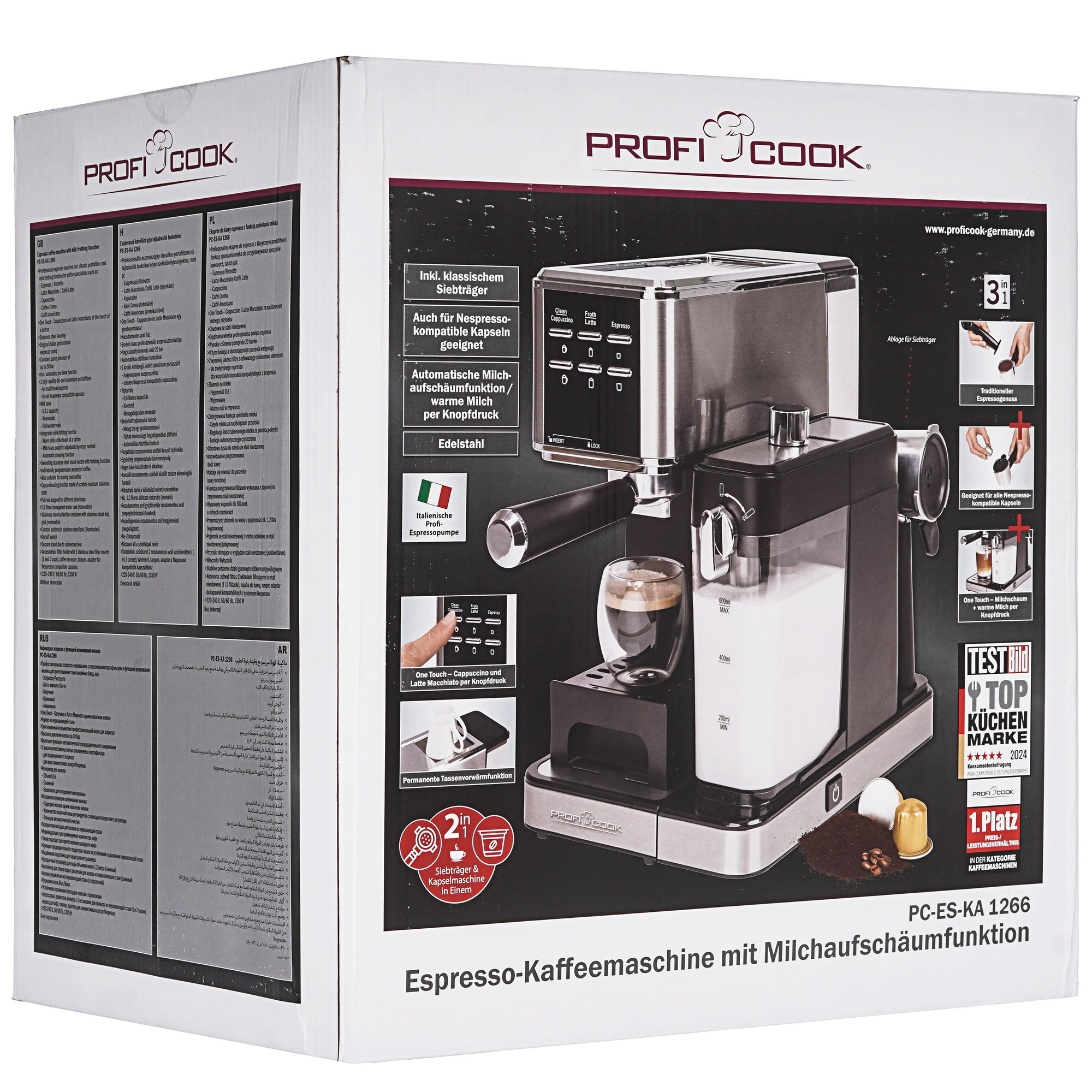 9173417 Кофеварка рожковая ProfiCook PC-ES-KA 1266 серебристый STDN-0015926 - Вид №12