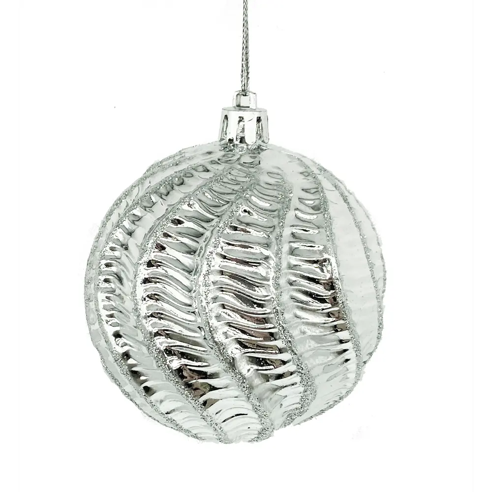 89368963 Шар елочный Изгибы ø8 см пластик серебристый STLM-1463091 Santreyd 