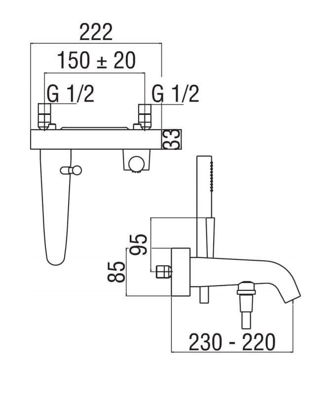 Однорычажный смеситель для ванны с ручным душем Nobili Likid ARCH-00076393 - Вид №2