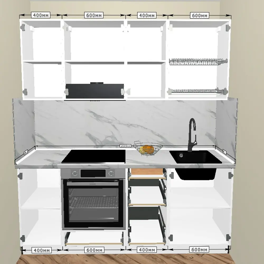 Кухонный гарнитур 200x60 см Канск цвет чёрный KONSENSA STLM-2060062 - Вид №1