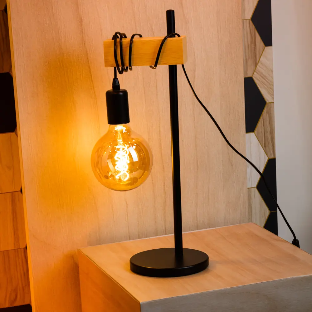 Настольная лампа Eglo «Townshend», 1хE27х60 Вт, цвет чёрный/дерево STLM-2155744 - Вид №8