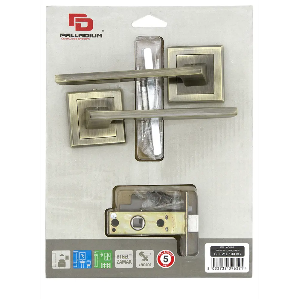 Комплект дверных ручек 21L 100 AB, без запирания, цвет античная бронза PALLADIUM STLM-2149432 - Вид №1