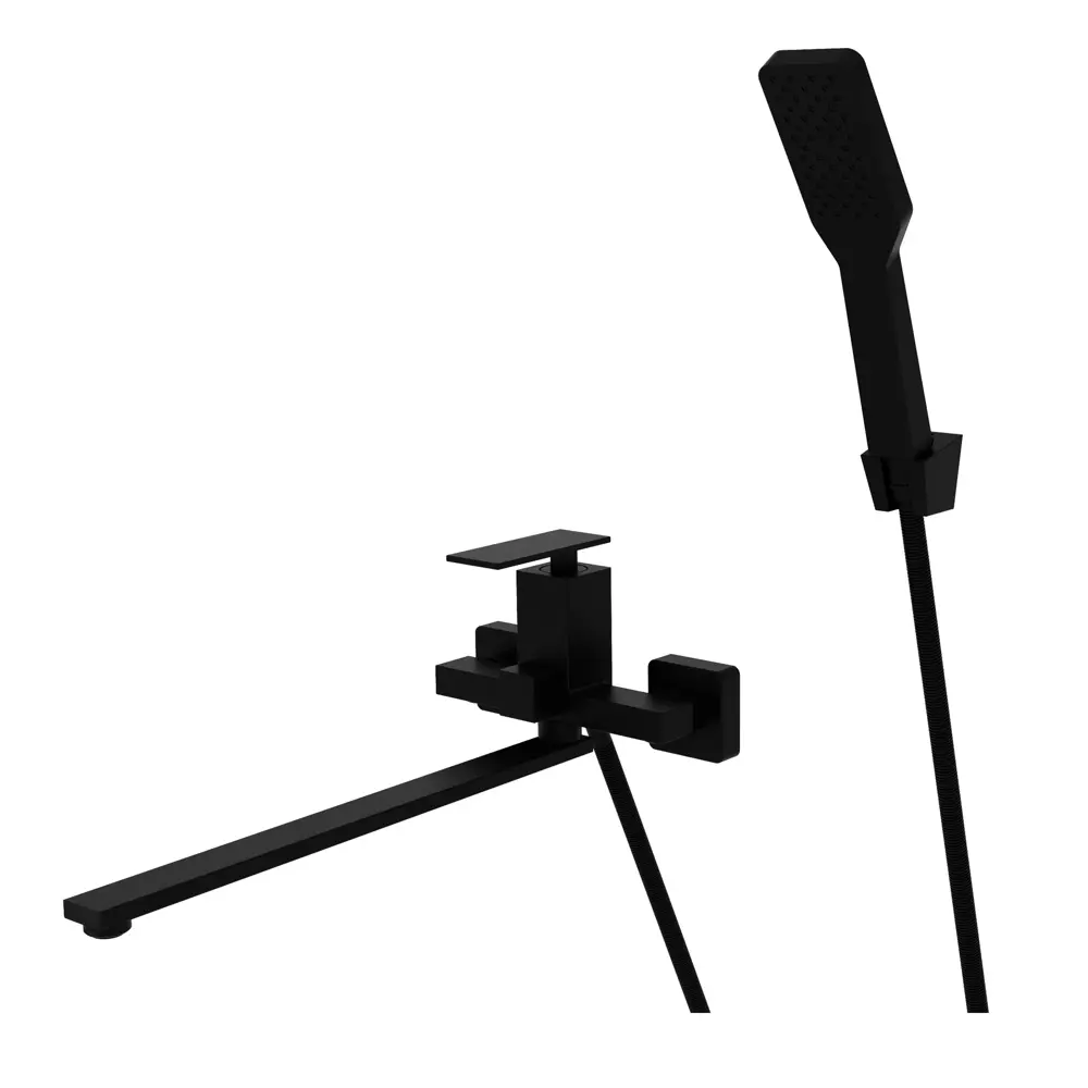 Смеситель для ванны KONSENSA Прато с лейкой и шлангом, черный матовый 89396333 STLM-1584815