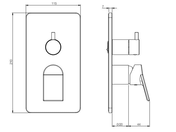 Однорычажный смеситель для душа с переключателем Rubinetterie Frattini Gintonic ARCH-00096486 - Вид №7