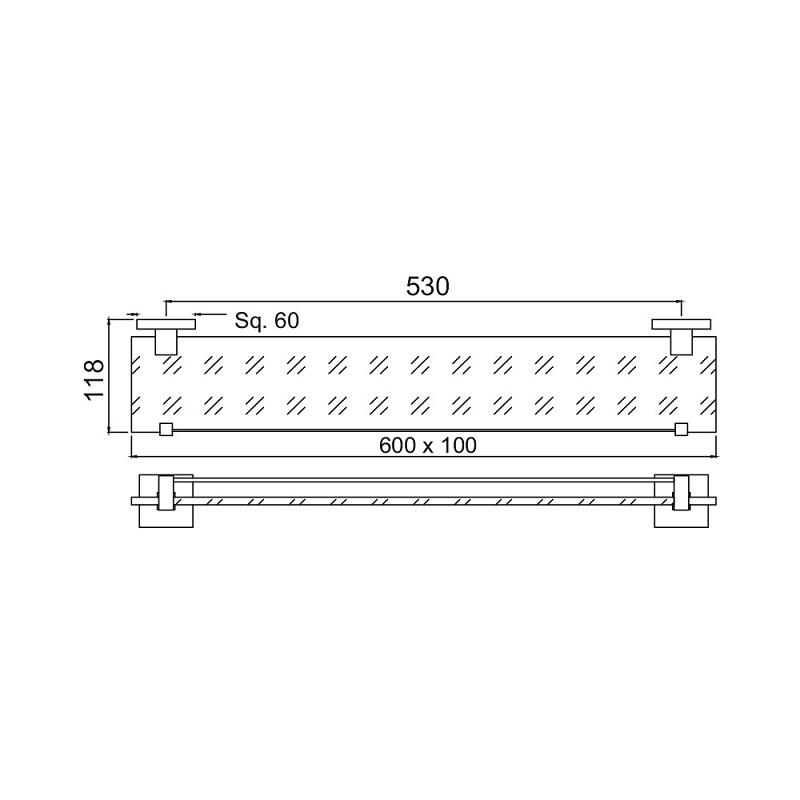 AKP-CHR-35771P Полка стеклянная Jaquar Kubix Prime Santreyd  - Вид №1
