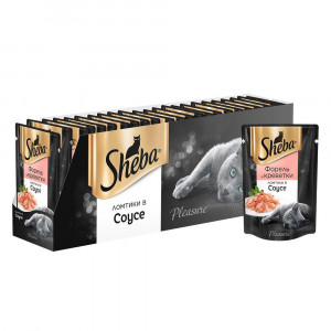 ПР0030531*24 Корм для кошек Pleasure ломтики в соусе форель и креветки конс. пауч 85г (упаковка - 24 шт) SHEBA