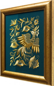 10659134 Торжокские золотошвеи Панно "Птица Весна", 17*14, рисунок 1358, зеленый Габардин