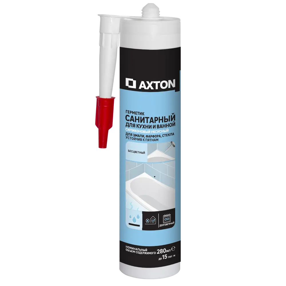 Герметик силиконовый Axton санитарный уксусный бесцветный 280 мл STLM-2188965