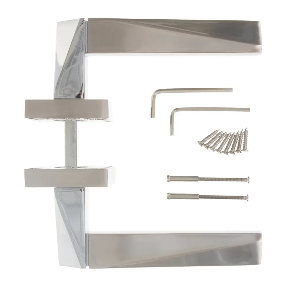 Ручка дверная на розетке DIAMOND DM/HD SN/CP-3, цвет никель/матовый хром FUARO STLM-2011918 - Вид №2