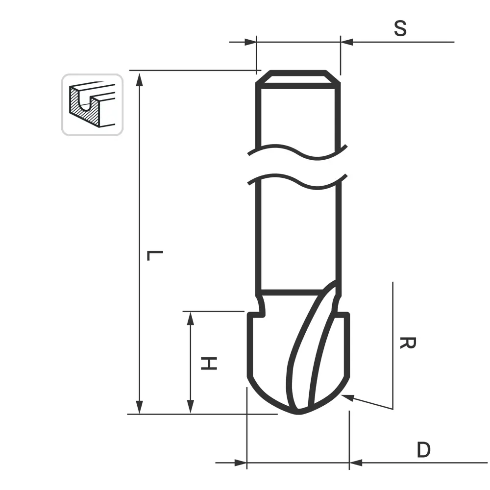 Фреза по дереву пазовая галтельная 553343 19x32 мм хвостовик 12 мм Santreyd STLM-2044178 - Вид №1