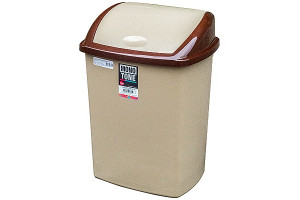 17525562 Прямоугольный мусорный контейнер 40 л с качающейся крышкой пластик коричневый 1/16 ПЛ-BO843h BORA