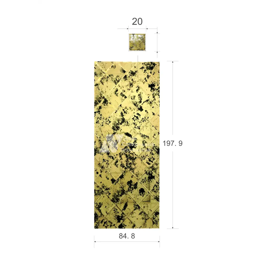Зеркальная плитка ДСТ панно на стену Античность 84.8x197.9 см квадрат 20x20 см цвет золото