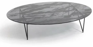 Moroso Овальный журнальный столик из стали и хрусталя Aerozeppelin