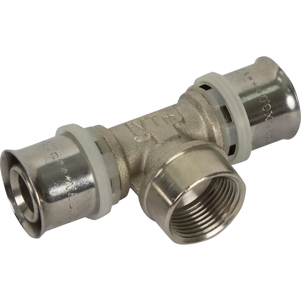 Тройник комбинированный Valtec 26x3/4"x26 мм ВР никелированная латунь VTM.232.N.260526 STLM-2106584