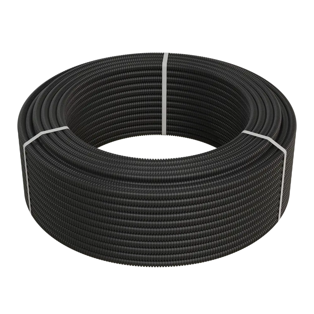 Труба гофрированная Экопласт D16 мм 100 м ПНД легкая с протяжкой цвет черный STLM-2089664 - Вид №1