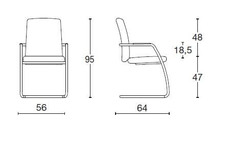 Тканевый консольный стул с подлокотниками Diemme Social ARCH-00103366 - Вид №7