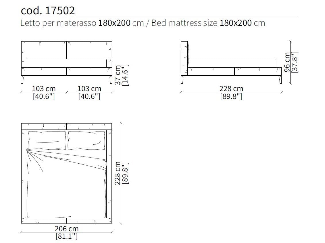 Тканевая кровать с мягким изголовьем Frigerio Taylor ARCH-00091819 - Вид №7