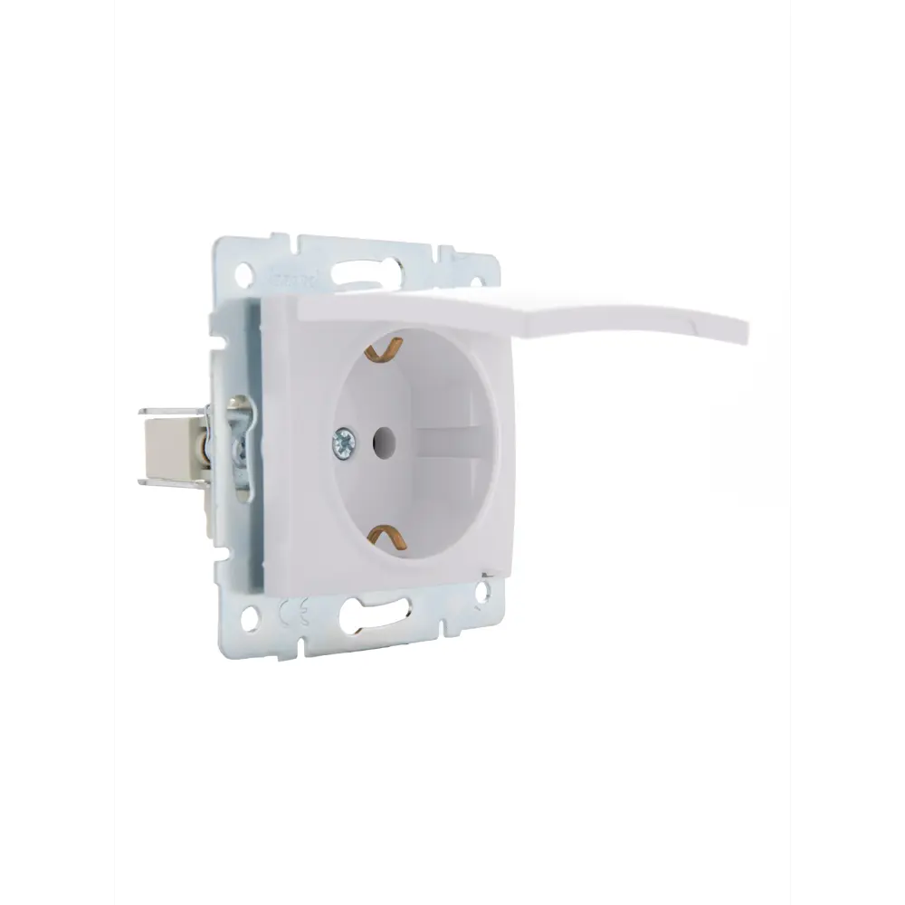 Розетка Lezard Karina с заземлением с крышкой цвет белый STLM-2042000 - Вид №1