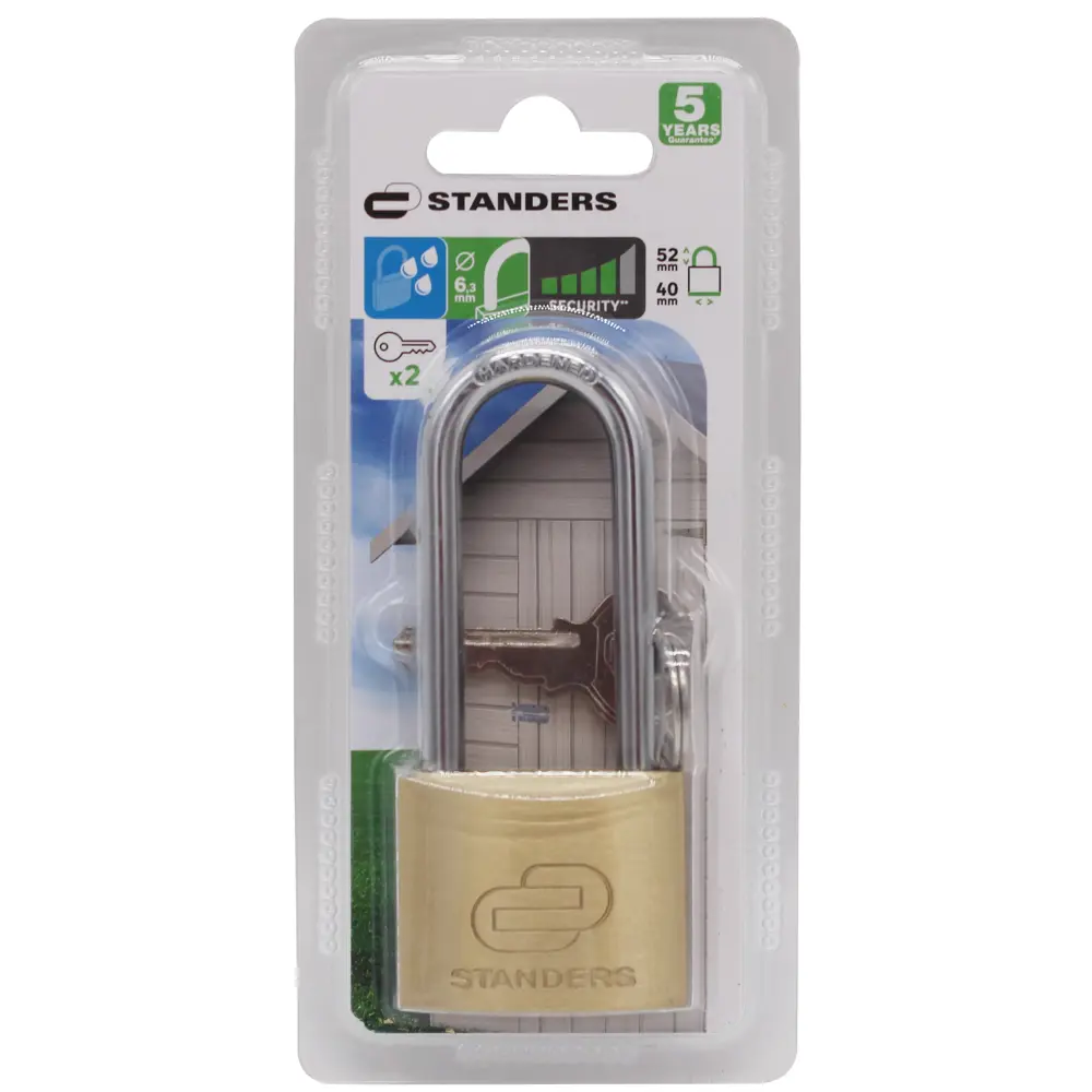 Замок навесной Standers с длинной дужкой 40x33 мм медь STLM-2051800 - Вид №2