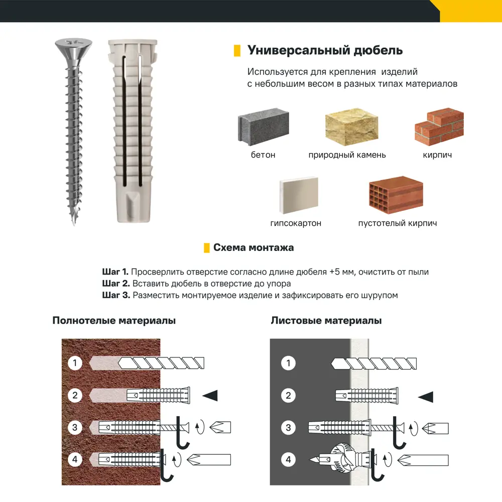 Дюбель универсальный нейлоновый Dilwis 10x60мм 50 шт STLM-2107033 - Вид №2