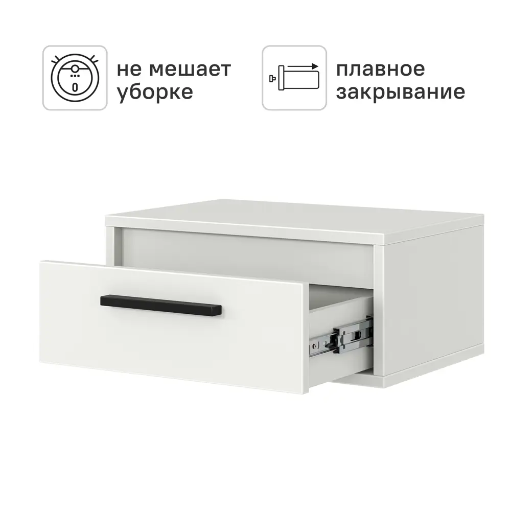 Тумба прикроватная подвесная Лион 45x20x30 см ЛДСП цвет белый Santreyd STLM-2041562 - Вид №2